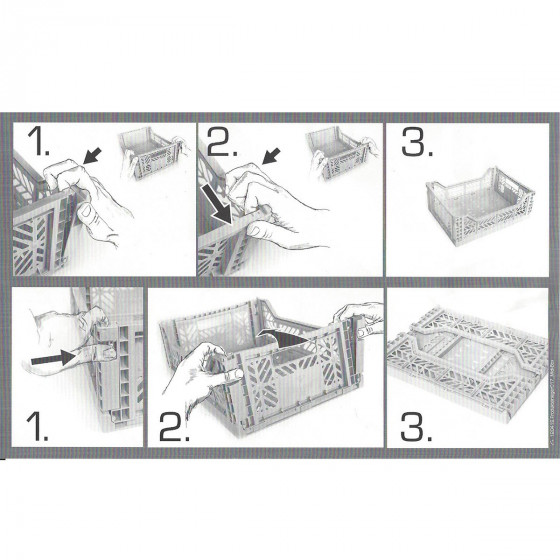 Mini Cagette en plastique gris clair empilable et pliable