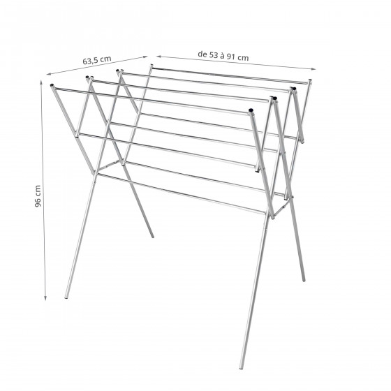 Séchoir à linge extensible en acier inoxydable.
