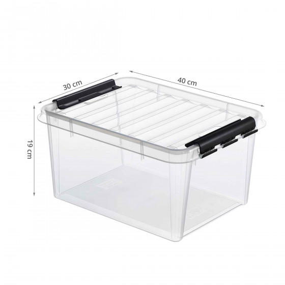 Boîte transparente avec poignées noires 14 Litres avec insert transparent 2 compartiments