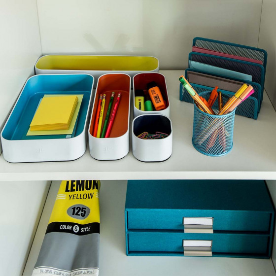 5 compartiments colorés en métal (hauts)