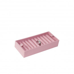 Plateau de rangement 20 bagues en tissu rose