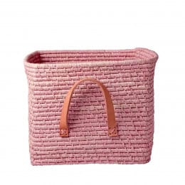 Cube de rangement en raphia rose