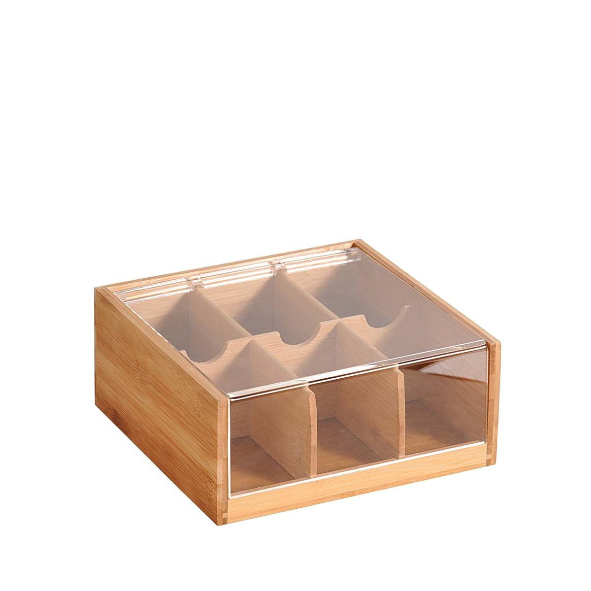 mDesign boîte à thé à 8 compartiments – boîte de rangement avec couvercle  en plastique pour placard