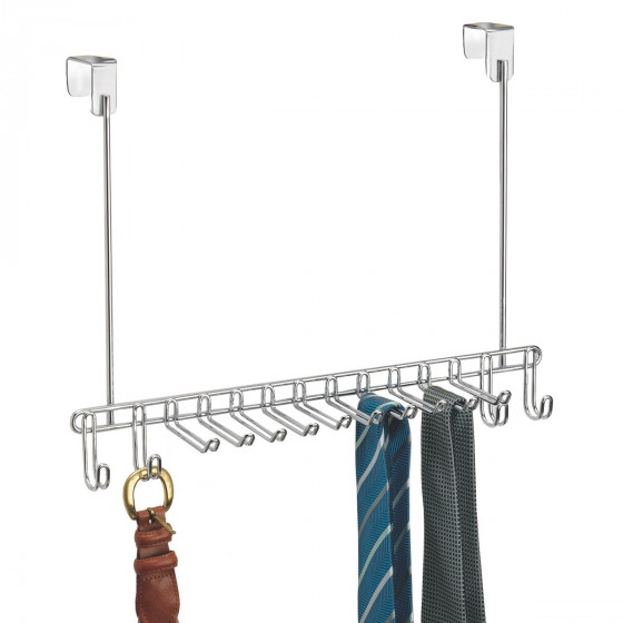 Porte-cravates et ceintures à suspendre en métal chromé