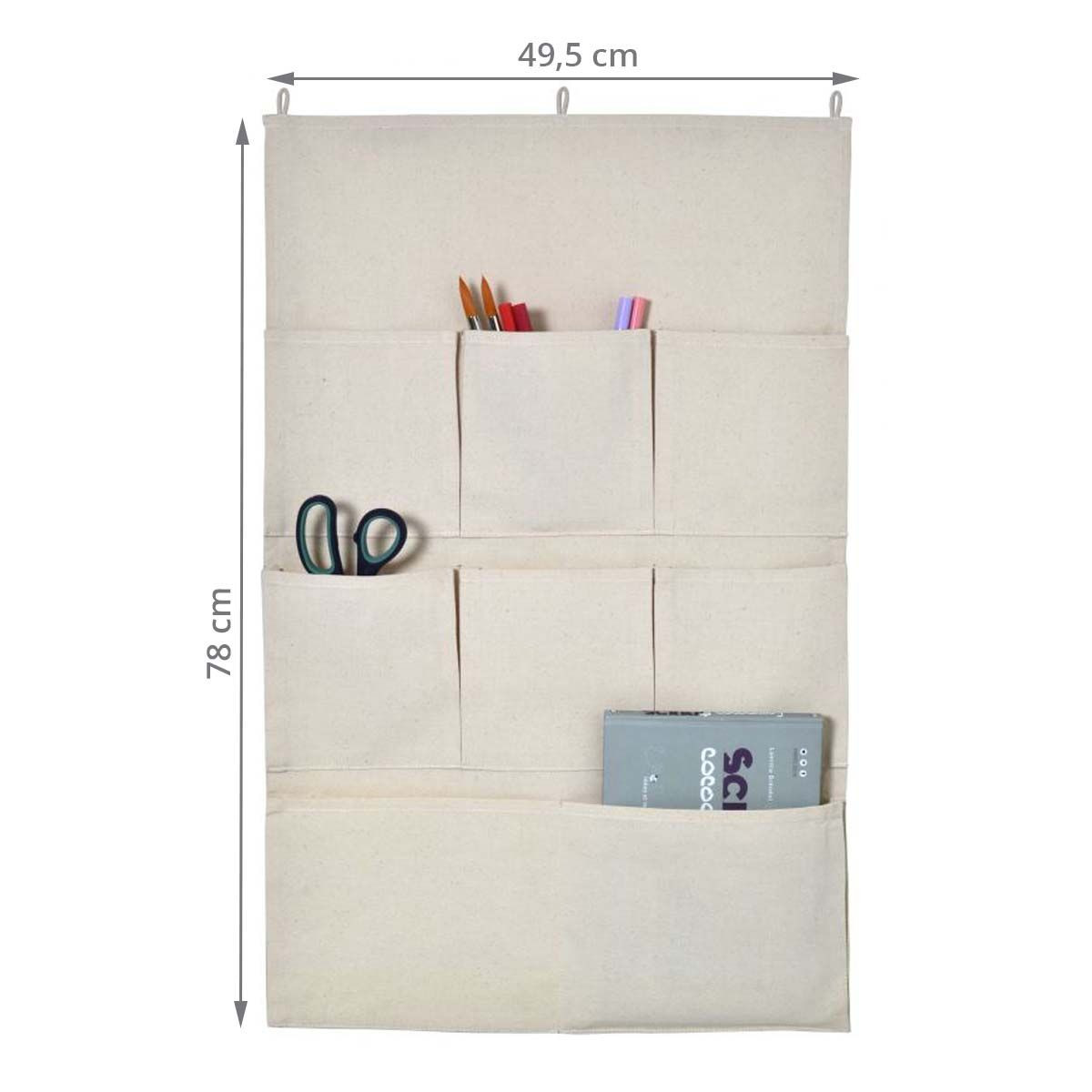 Rangement mural en tissu - 8 poches - 78 x 50 cm - ON RANGE TOUT