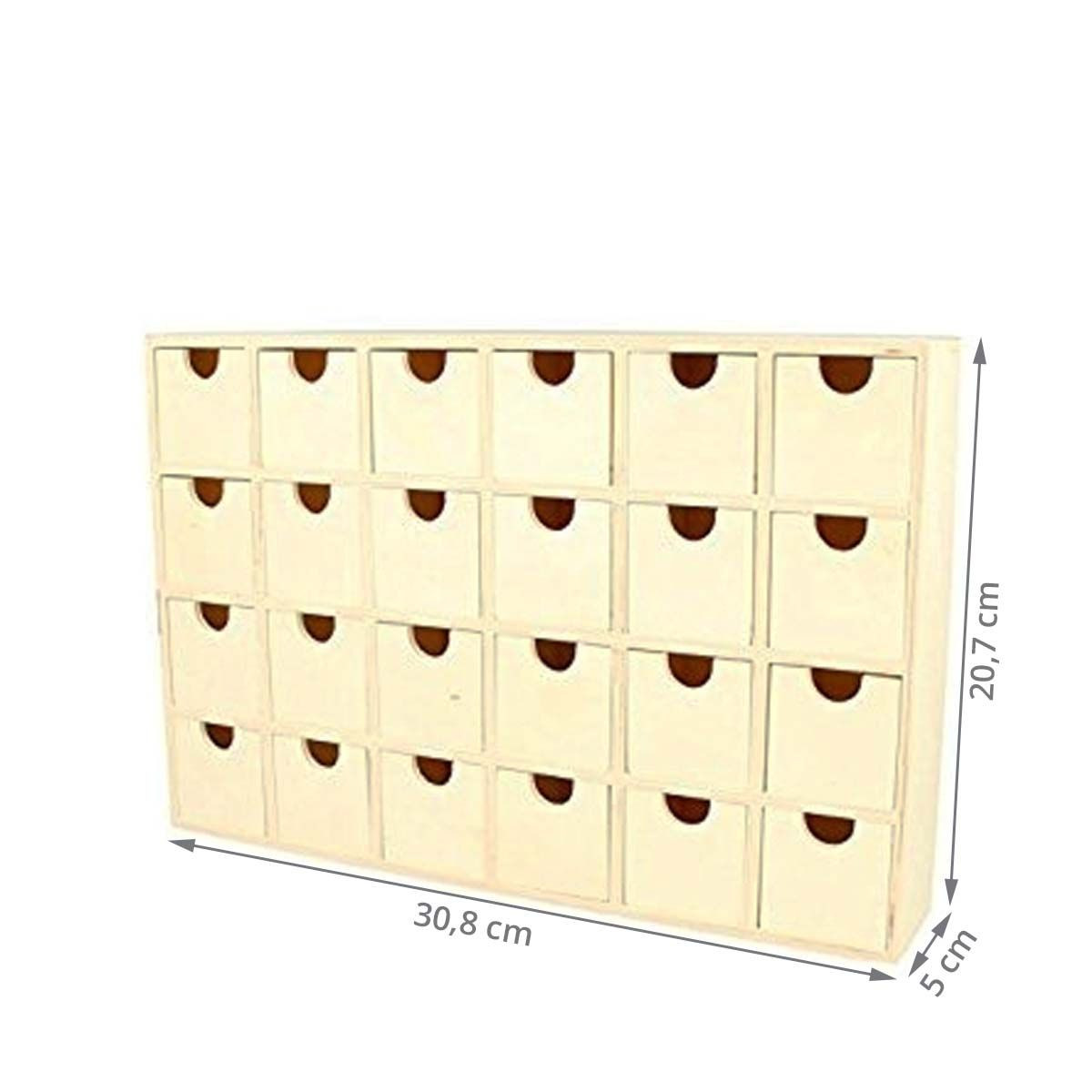 Calendrier de l'avent bois Cadeau - 2 blocs tiroirs 18x18cm et 12.5x12.5cm  - Rangement 24 tiroirs - Artemio
