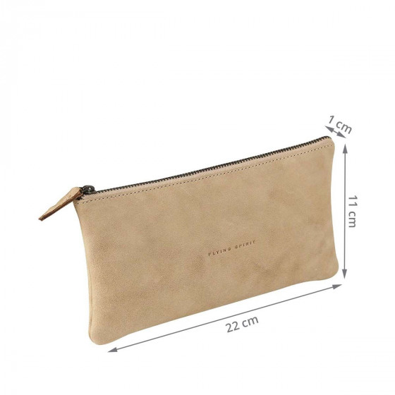 Trousse plate en cuir vieilli