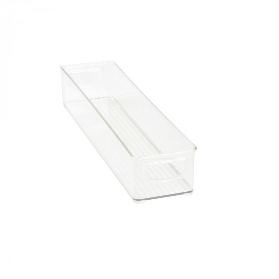 Long bac en plastique S transparent et empilable pour organiser placards et tiroirs