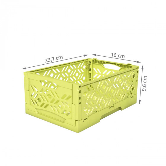Mini Cagette en plastique vert anis empilable et pliable 