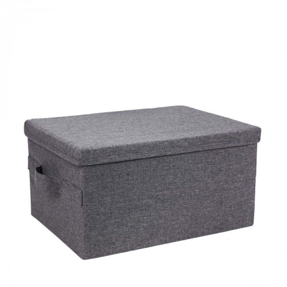 Boîte de rangement avec couvercle en tissu gris