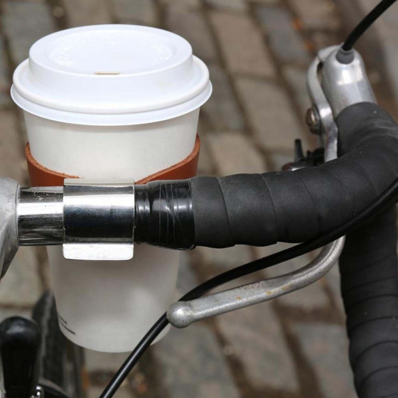 Porte gobelet pour vélo en cuir