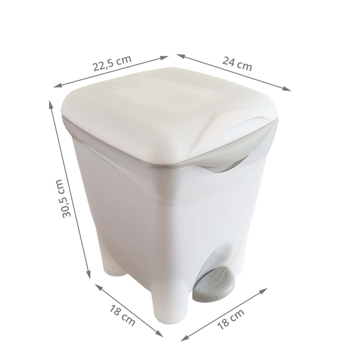Poubelle WC en plastique blanc à pédale, 18 litres - HYPROS