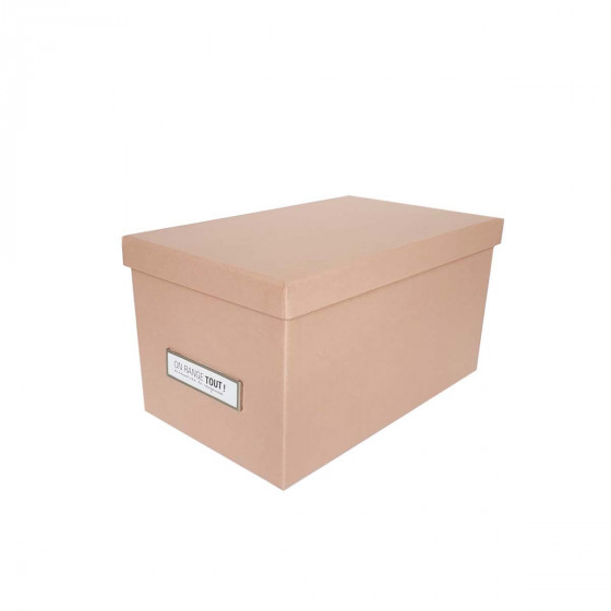 Petite boîte de rangement en carton rose pastel