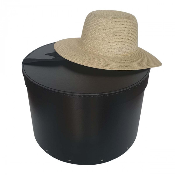 Grande boîte à chapeaux noire avec ruban noir (L)