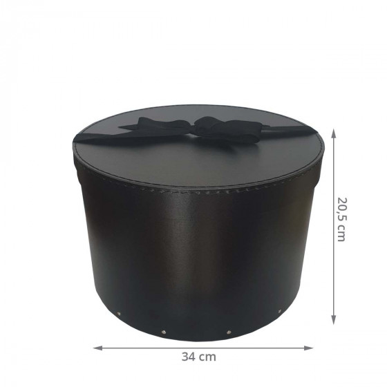 Boîte à chapeaux noire avec ruban noir (M)