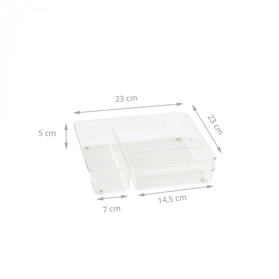 Organisateur de tiroirs à 3 compartiments en plastique transparent