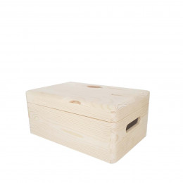 Boîte de rangement en pin FSC avec couvercle S
