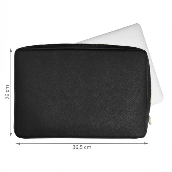 Housse pour ordinateur 13 pouces en simili cuir noir