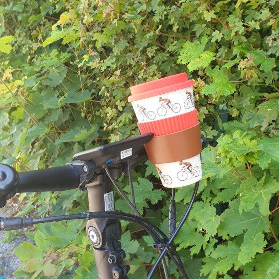 Porte-gobelet pour vélo en cuir