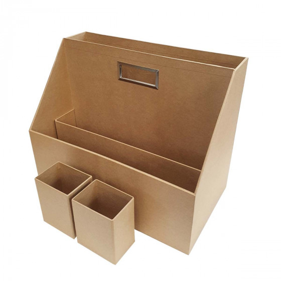 Rangement de bureau kraft avec porte étiquette