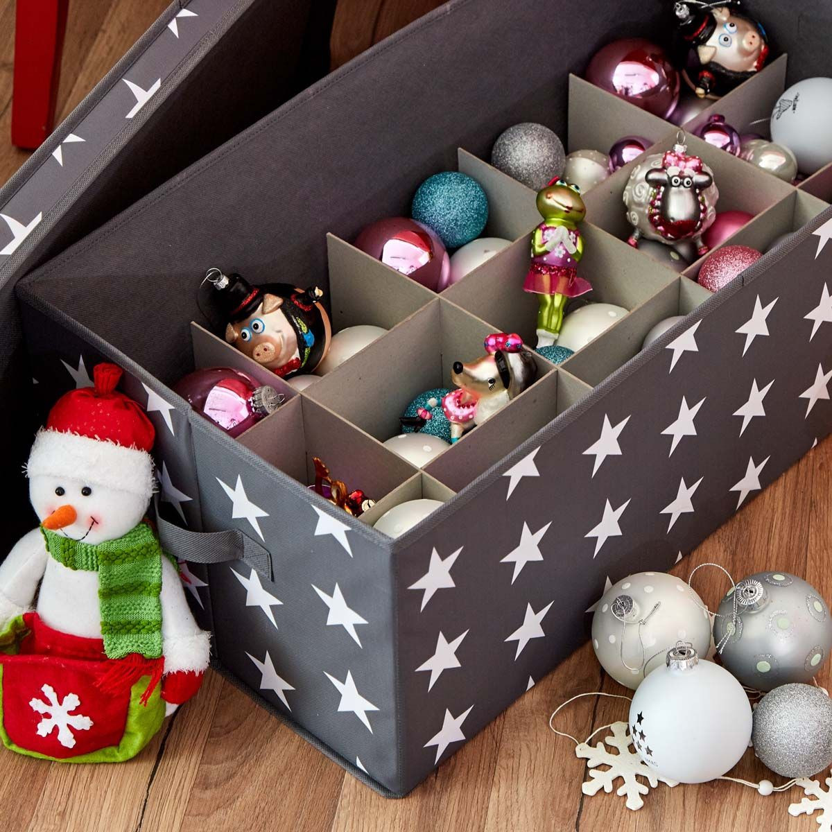 Boîte de rangement pour boules et décorations de Noël - 32 compartiments