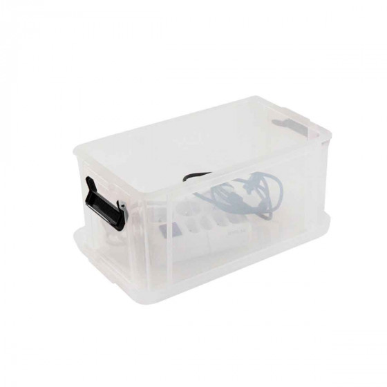 Boîte en plastique translucide avec 2 poignées 