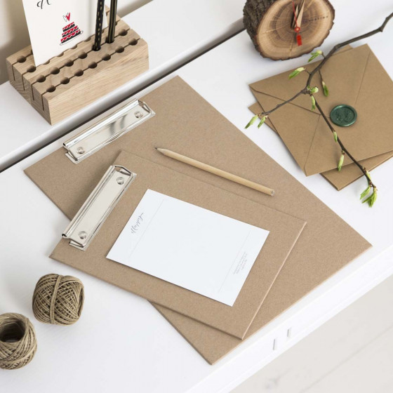 Porte bloc à pince A5 en carton kraft 