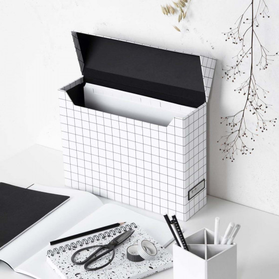 Boîte de classement quadrillé avec étiquette