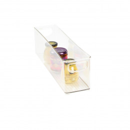 Long et haut bac en plastique S transparent et empilable pour organiser placards et tiroirs