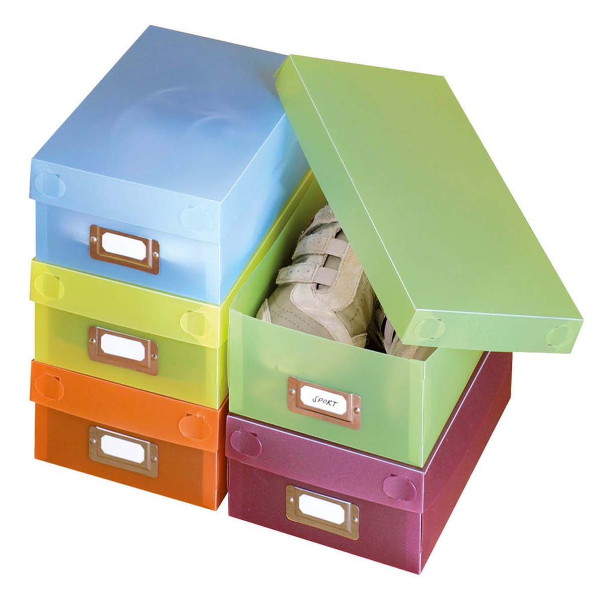 5 boîtes de rangement colorées - Plastique translucide - 30x18
