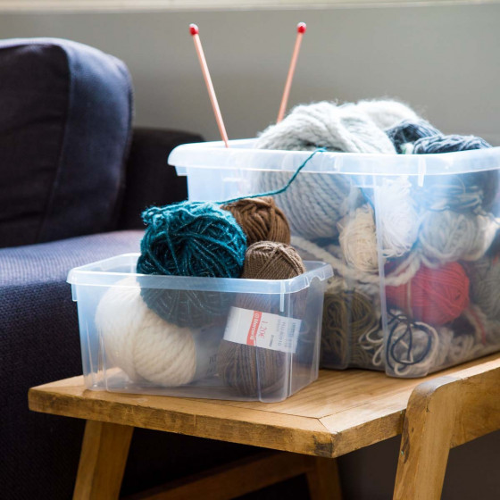 Boîte de rangement en plastique transparent 55 litres