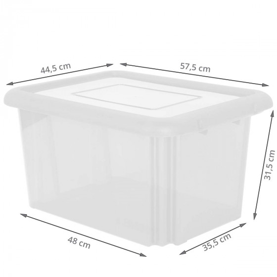 Boîte de rangement en plastique transparent 55 litres