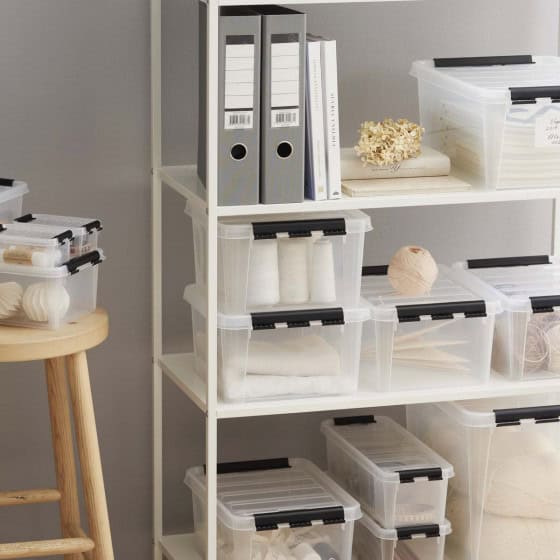 Boîte de rangement en plastique avec couvercle 14 litres