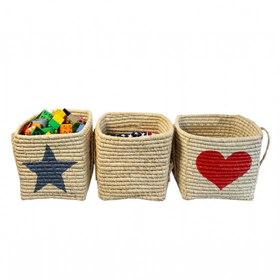 Petit panier cube en raphia 20 cm