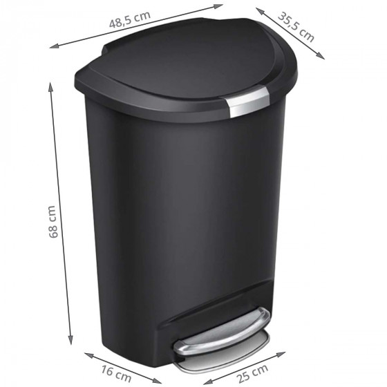 Poubelle noire demi-lune 50 litres