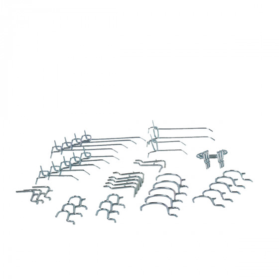 Panneau perforé en tôle noire avec 40 crochets