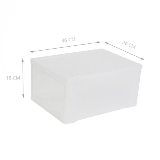 Boîte à chaussures en plastique transparent avec porte frontale