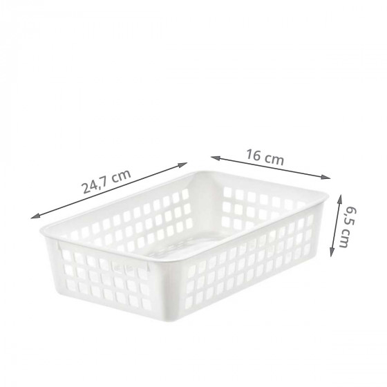 Panier rectangulaire pour tiroir de salle de bain en plastique recyclé