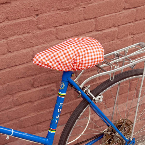Protège selle de vélo vichy rouge