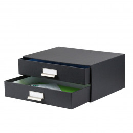 Boîte à 2 tiroirs en carton gris anthracite