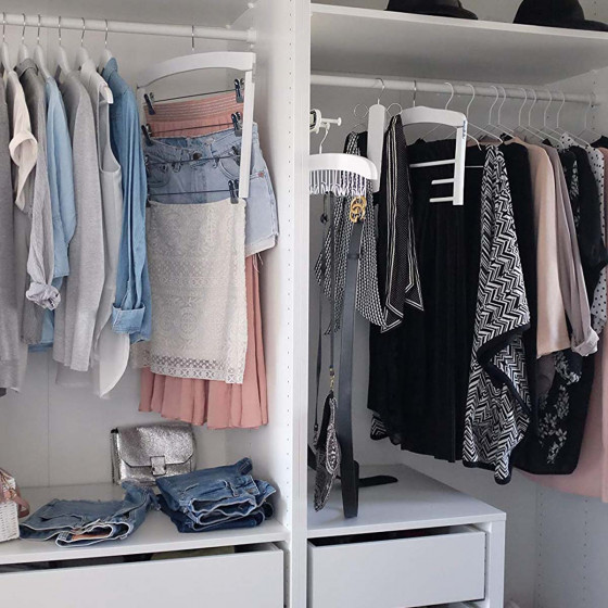Cintre en bois blanc pour 4 pantalons