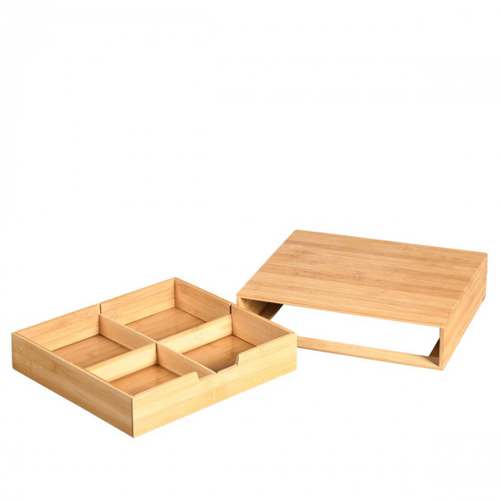 Boîte tiroir en bambou avec compartiments