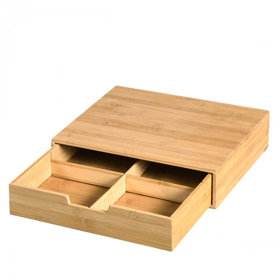 Boîte tiroir en bambou avec compartiments