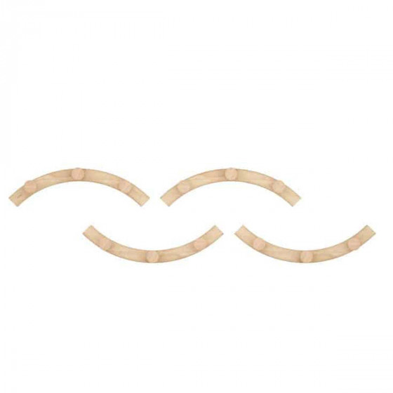 4 patères en bois naturel en forme de vagues