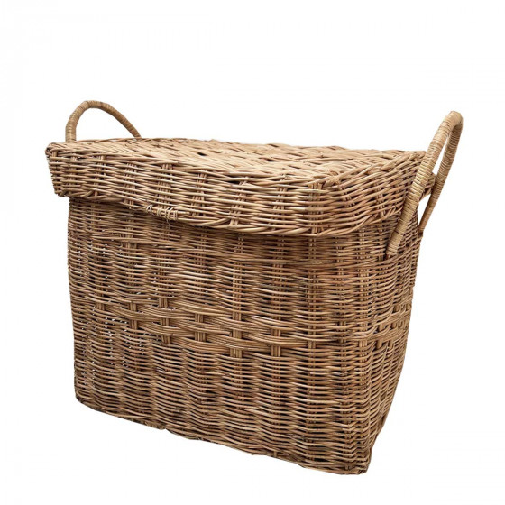 Panier de rangement en rotin avec couvercle