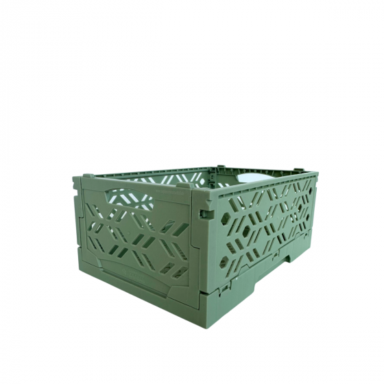 Mini Cagette en plastique vert amande empilable et pliable