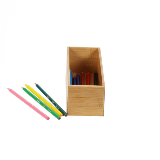 Organisateur de tiroirs, rectangulaire et superposable, en bambou. L