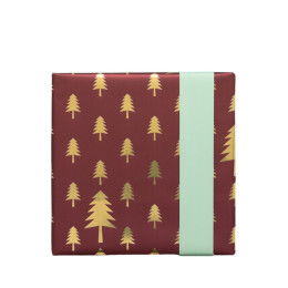 Rouleau de papier cadeau sapins dorés 3 mètres