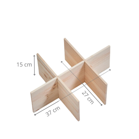 Caisse en pin à compartiments taille L