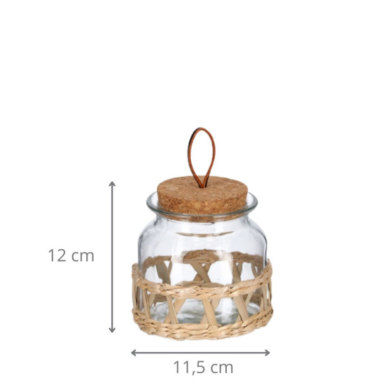 Bocal en verre avec paille tressée 610 ml